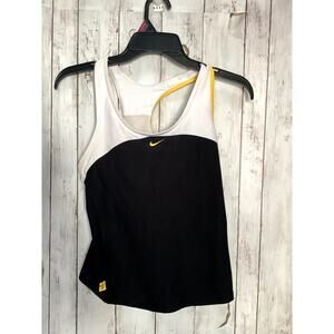 Nike Fit Dry Women's Racer Back Tank Top White/Black/Yellow Size Small